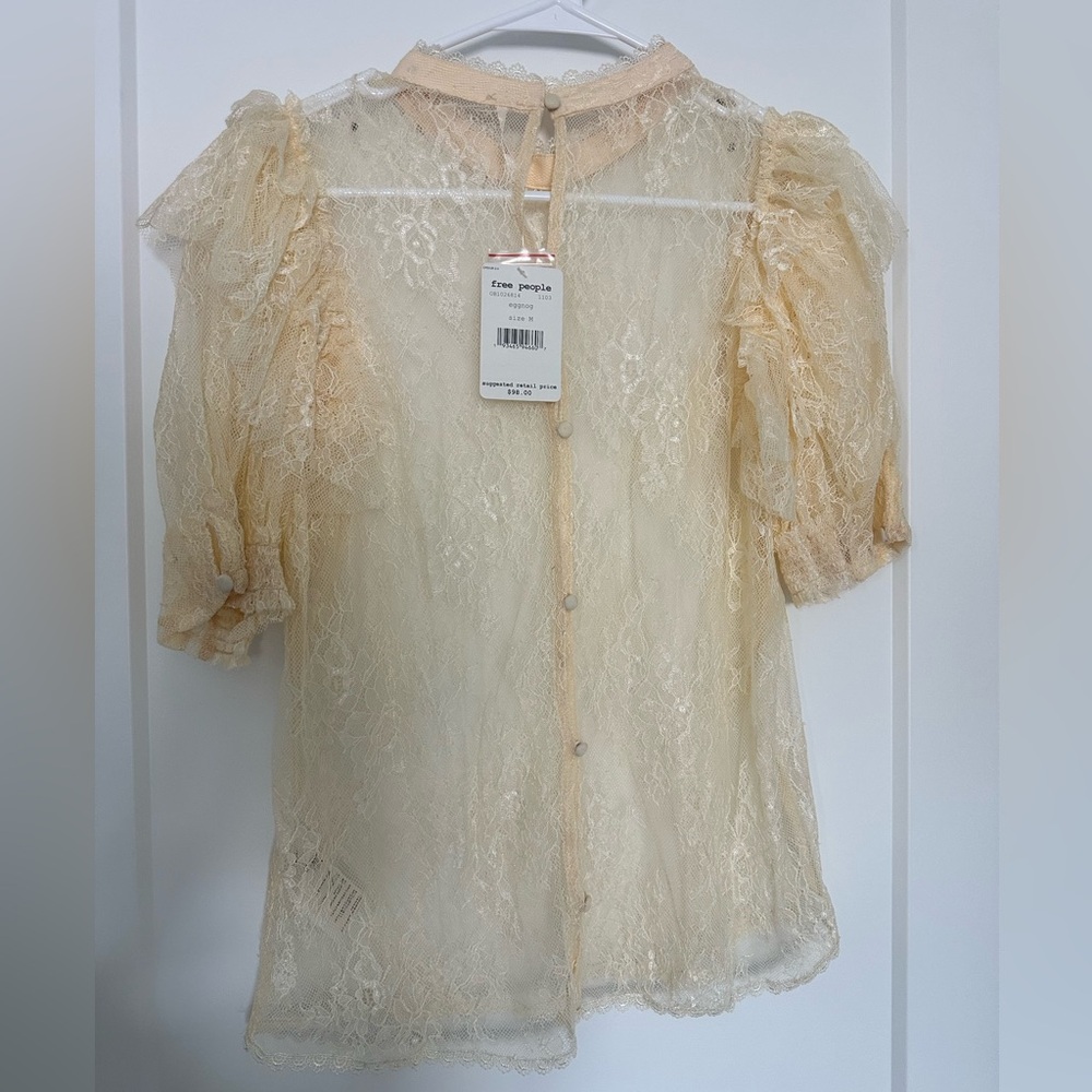 Free People Cream Lace Blouse